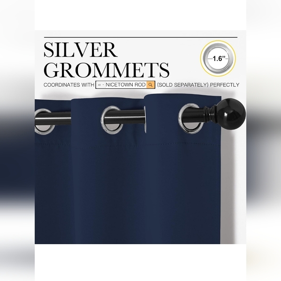 *set of 4 panels (2 pair)* EUC navy curtains, 42 x 63in - Picture 9 of 9